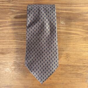 Christian Dior Tie Mens One Size Beige Geometric Silk Woven Necktie Classic